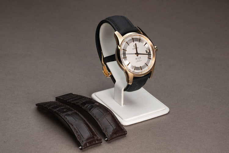 Omega 18k Rose Gold Deville Co-Axial 8501 “Hour Vision” w/ Leather Strap & Artem 20mm Strap.