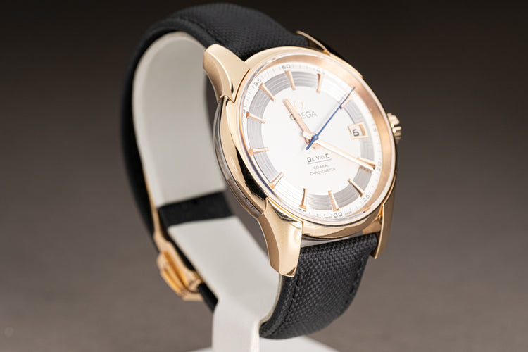 Omega 18k Rose Gold Deville Co-Axial 8501 “Hour Vision” w/ Leather Strap & Artem 20mm Strap.