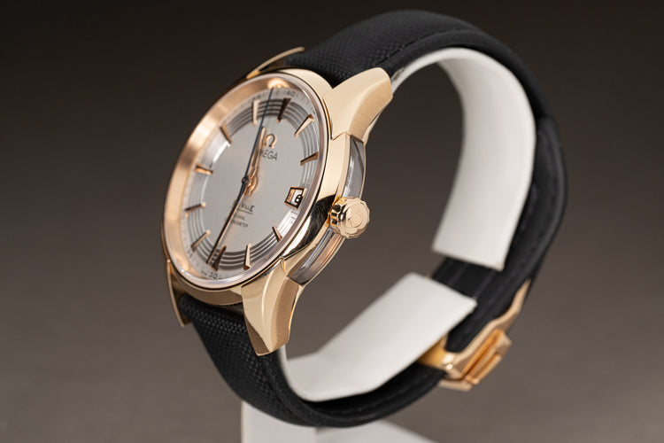Omega 18k Rose Gold Deville Co-Axial 8501 “Hour Vision” w/ Leather Strap & Artem 20mm Strap.