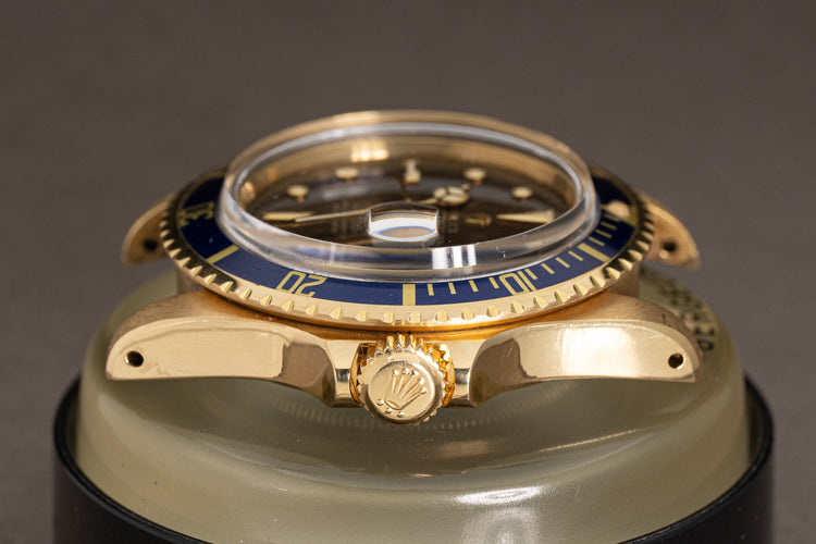 1976 18k Rolex 1680 Submariner Yellow Gold with beautiful Brown color changed Nipple Dial