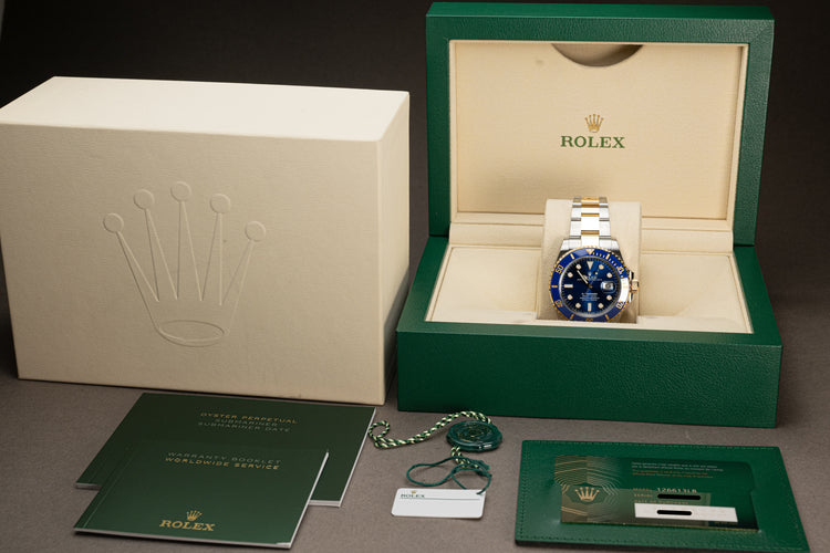 2021 Rolex Blue Dial Submariner 18k/St Model 126613LB Box, Card, Booklets & Hangtags