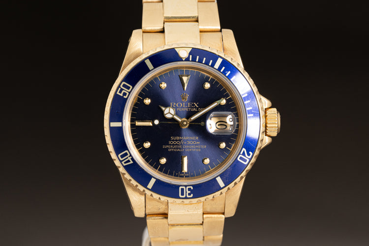 1981 Rolex 16808 18K Submariner Blue Dial with Box