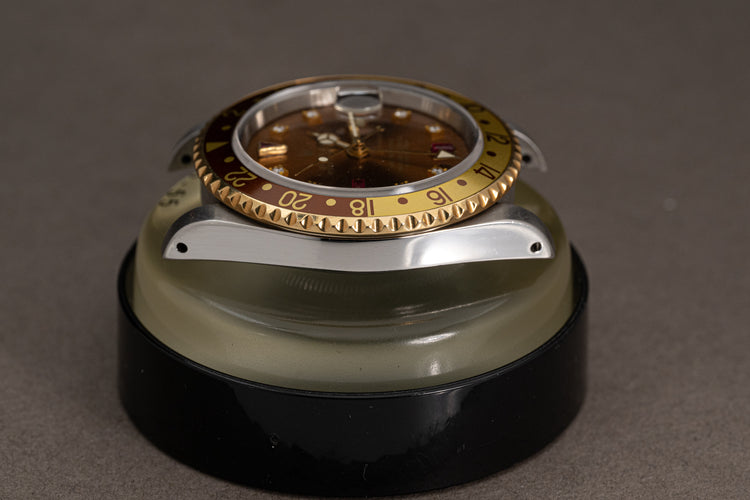 1997 Rolex 16713 GMT Master II Custom Brown Dial Diamond & Ruby Serti Markers with Box, Papers & Booklets