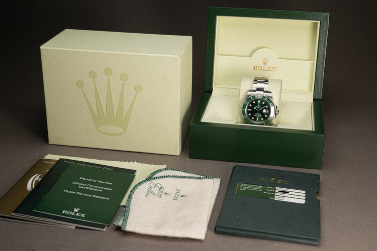 2010 Rolex 116610V Submariner Green "Hulk" Box, Card & Booklets