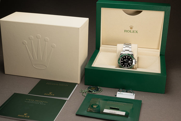 2021 Rolex 126610LV "Starbucks" ST/ST Green Ceramic Bezel, Box, Card, Booklets & Hangtags
