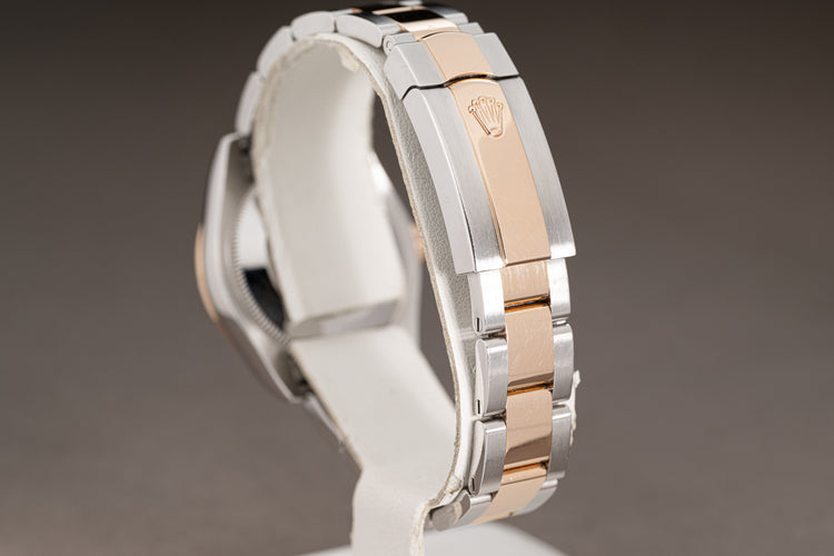 2018 Rolex 178341 31mm DJ 18k RG/St Bracelet, Deep Navy Dial, Gold & Diamond Roman Numeral & 24 Diamond Bezel w/ B+C