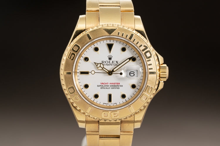 1997 Rolex 18K Yellow Gold Yacht-Master White Dial & Tritium hands