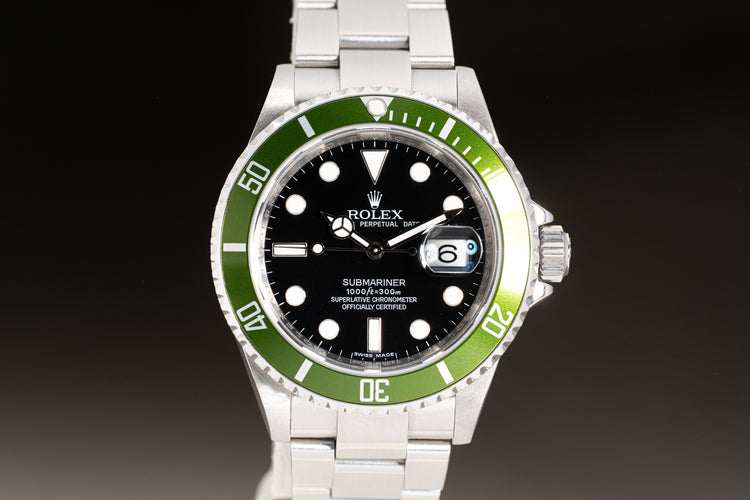 2009 Rolex 16610LV Green Bezel Submariner Full Set