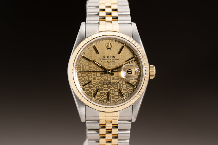 1991 Rolex 18k/ST Datejust Computer Dial Jubilee Bracelet Rolex Service Card