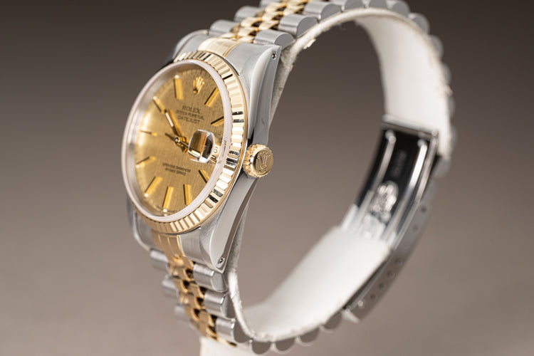 1991 Rolex 18k/ST Datejust Computer Dial Jubilee Bracelet Rolex Service Card