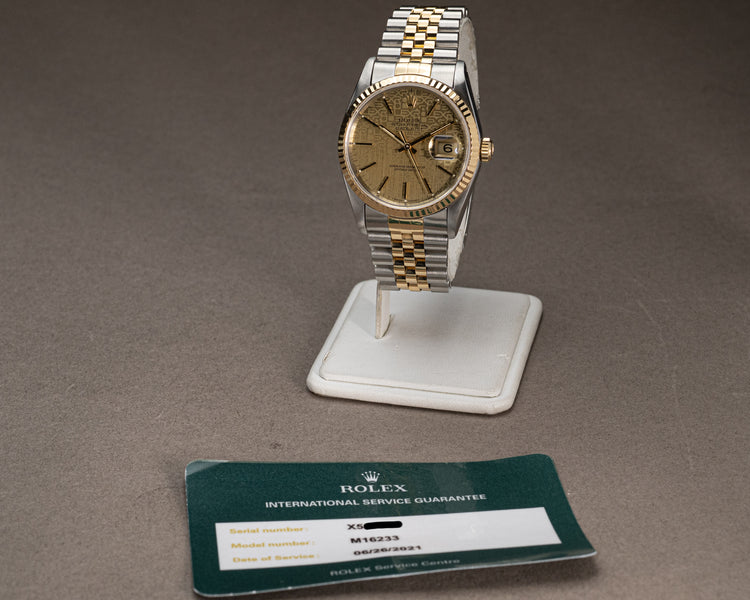 1991 Rolex 18k/ST Datejust Computer Dial Jubilee Bracelet Rolex Service Card
