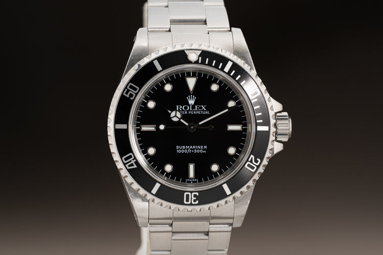 1999 Rolex 14060 Submariner Dial 2 Liner Box, Wallet Hang Tags & Chrono Tag