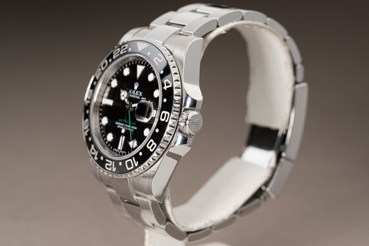 2009 Rolex GMT Master II 116710 Black Index Dial Box, Booklets, Card, Hangtag & Chrono Tag