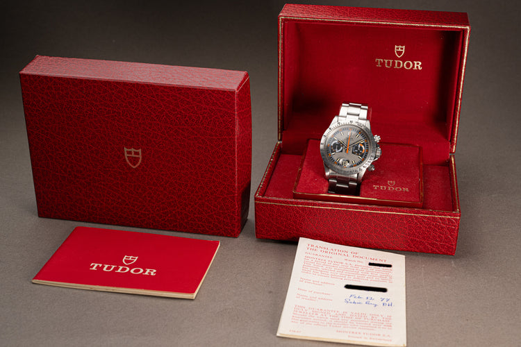 1977 Vintage Tudor Oysterdate 7159/0 Chronograph Stop Watch, Box, Booklet & Guarantee Papers