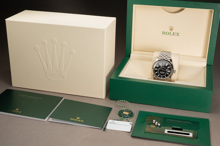 2024 Rolex Sky-Dweller 336934 Black Dial Jubilee Bracelet Box, Card, Hangtags, Booklets & Chronotag