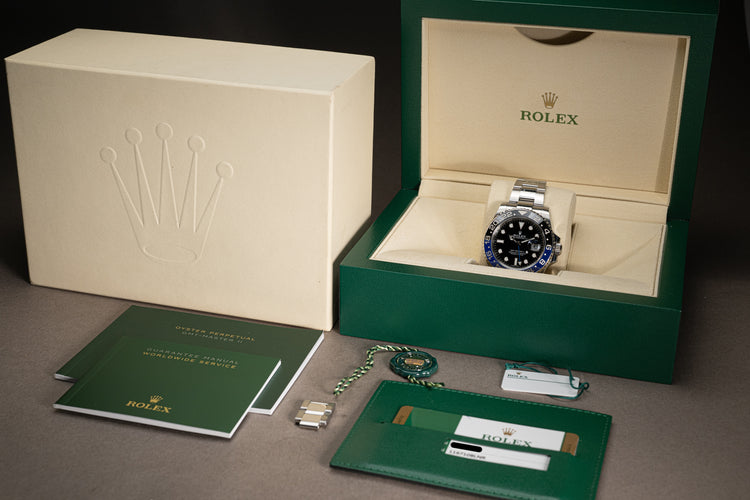 2017 Rolex 16710BLNR Batman GMT Master II Box, Card, Booklets, Hang Tag, Chrono Tag