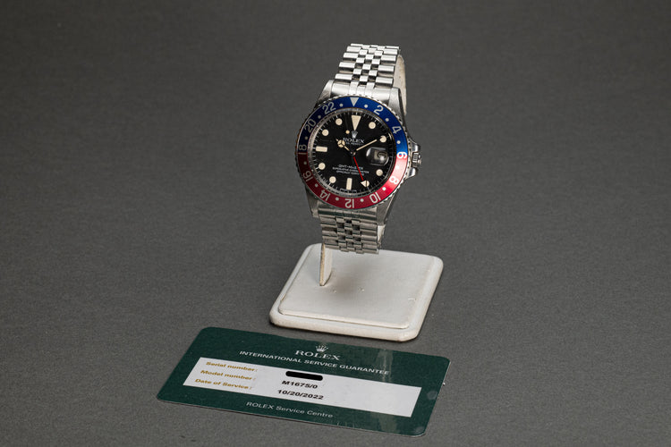 1978 Rolex GMT Master 1675 Jubilee Bracelet w/ Rolex Service Card & Papers