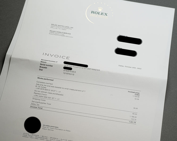 1978 Rolex GMT Master 1675 Jubilee Bracelet w/ Rolex Service Card & Papers