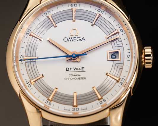 Omega 18k Rose Gold Deville Co-Axial 8501 “Hour Vision” w/ Leather Strap & Artem 20mm Strap.