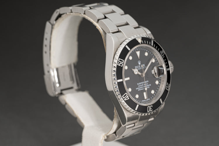 2008 Rolex Submariner Model 16610T with Box, Card, Hang Tags, Papers & Booklets, Chrono Tags