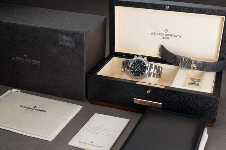 2005 Vacheron Constantin St/St Overseas Black Dial Deployant Bracelet & Steel Bracelet Full Set