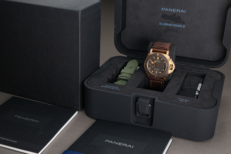 2021 Panerai PAM00968 Bronze Submersible Automatic Full Set, Booklets, Straps, Tool & Papers