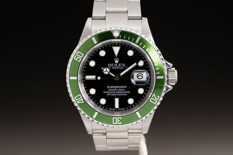 2005 Rolex 16610 Submariner Green Bezel with Rolex Service Card