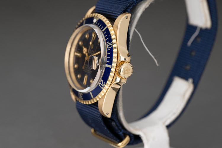 1978 Rolex 18k Submariner 1680 Blue Dial on Blue Nato strap