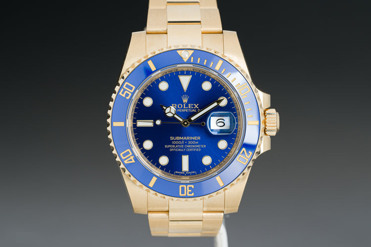 2019 Rolex 116618LB 18k Submariner Blue Dial Oyster Bracelet, Full Set