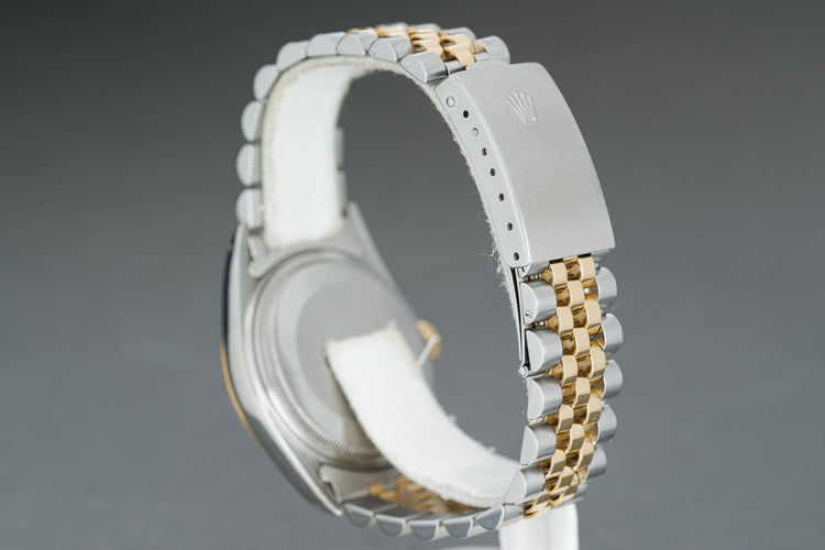 1986 Rolex 16013 Datejust 18k/St Black Dial Jubilee band Box, Papers Booklets & Tag