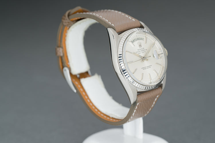 1967 Rolex 1803 18k White Gold Day-Date Pie Pan Silver Tritium Dial