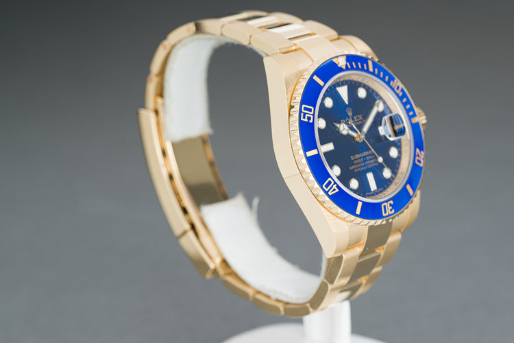2019 Rolex 116618LB 18k Submariner Blue Dial Oyster Bracelet, Full Set