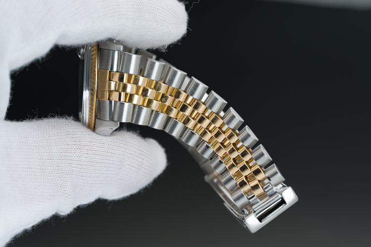 1986 Rolex 16013 Datejust 18k/St Black Dial Jubilee band Box, Papers Booklets & Tag