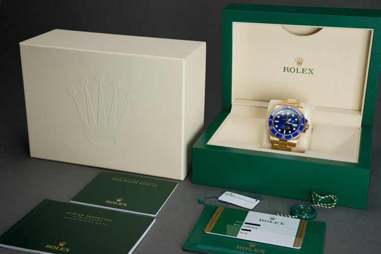 2019 Rolex 116618LB 18k Submariner Blue Dial Oyster Bracelet, Full Set