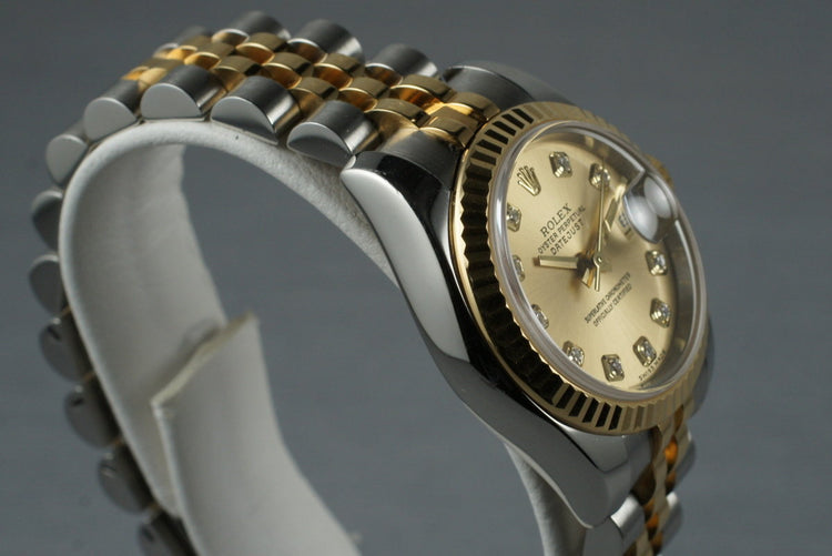 2003 Rolex Ladies Two Tone Datejust 179173 with Diamond Dial