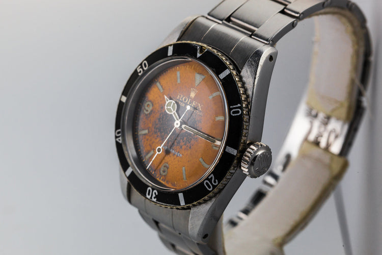1954 Rolex Submariner Big Crown 6200 with Tropical Explorer 3, 6, 9 Dial and Big Logo Bracelet