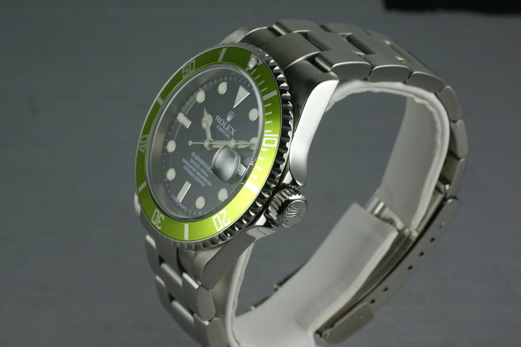 Rolex Green Submariner 16610 LV with Box and Papers