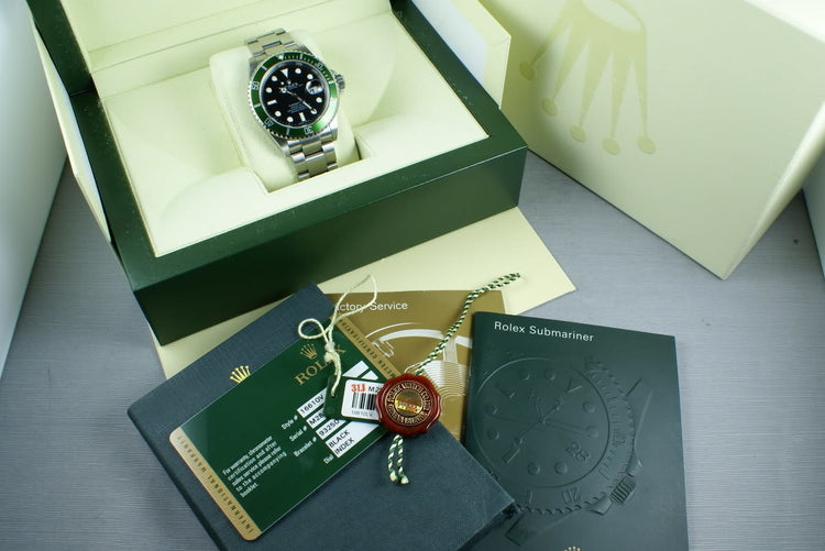 Rolex Green Submariner 16610 LV with Box and Papers