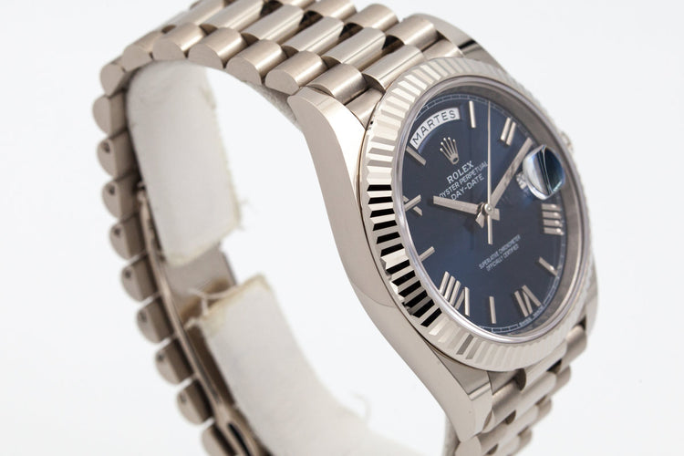 2017 Rolex WG Day-Date 228239 Blue Roman Dial with Box and Papers