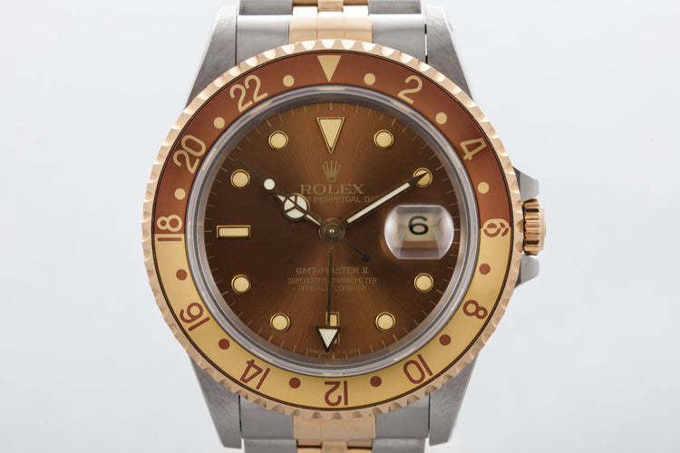 1991 Rolex Two Tone GMT II 16713 with Root Beer Dial