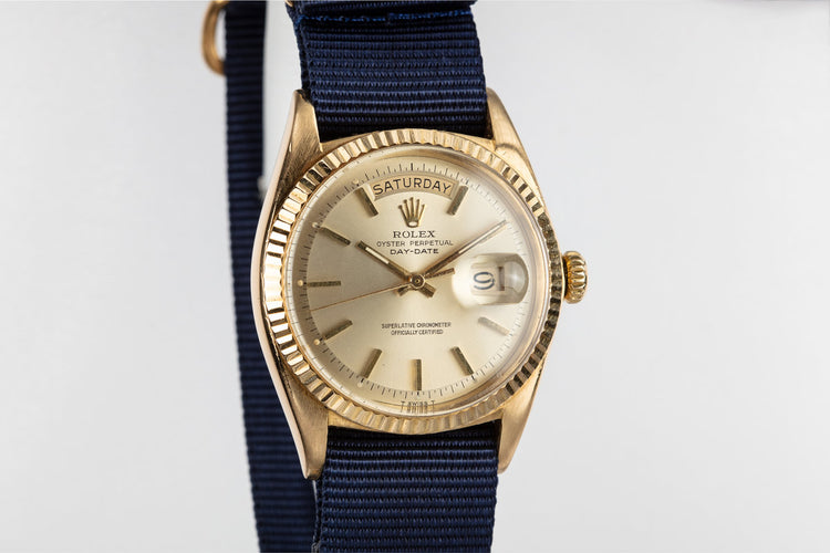 1969 Rolex 18K YG Day-Date 1803 Champagne Dial with Double Punch Papers and Box