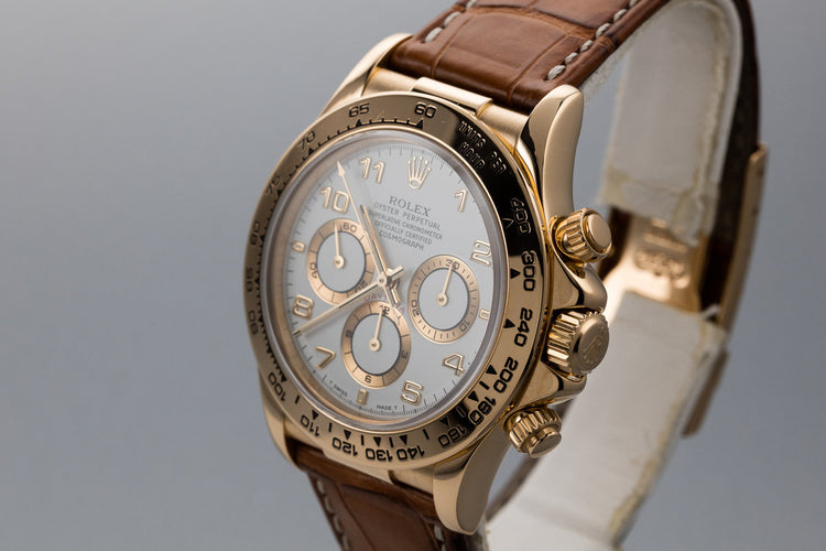 1995 Rolex 18K YG Zenith Daytona White Arabic Dial with Box and Service Papers