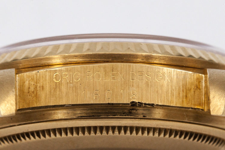 1982 Rolex YG Datejust 16018 Factory Diamond Blue Vignette Dial