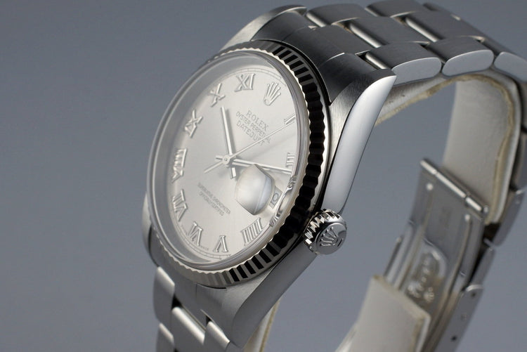 2004 Rolex DateJust 16234 Silver Roman Dial with Box and Papers