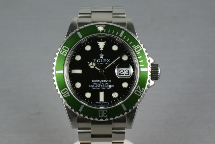 Rolex Green Submariner 16610 LV Box and Papers and Service Papers