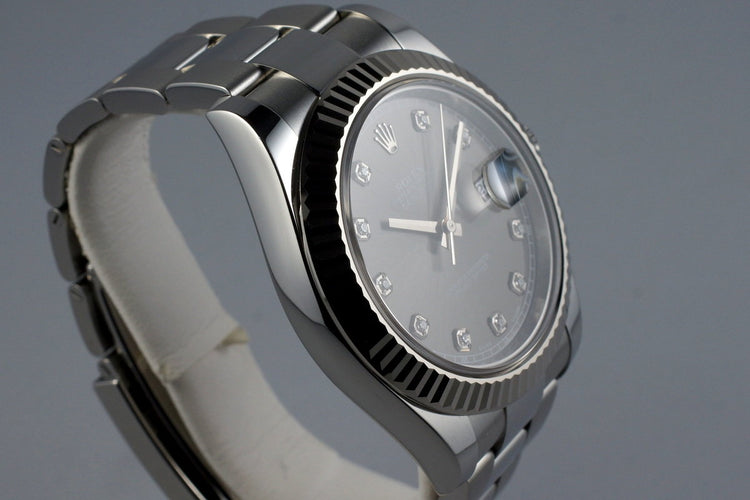 2015 Rolex Datejust II 116334 Factory Gray Diamond Dial with Box and Papers