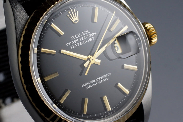 1968 Rolex Two Tone Datejust 1603 Glossy Black Dial