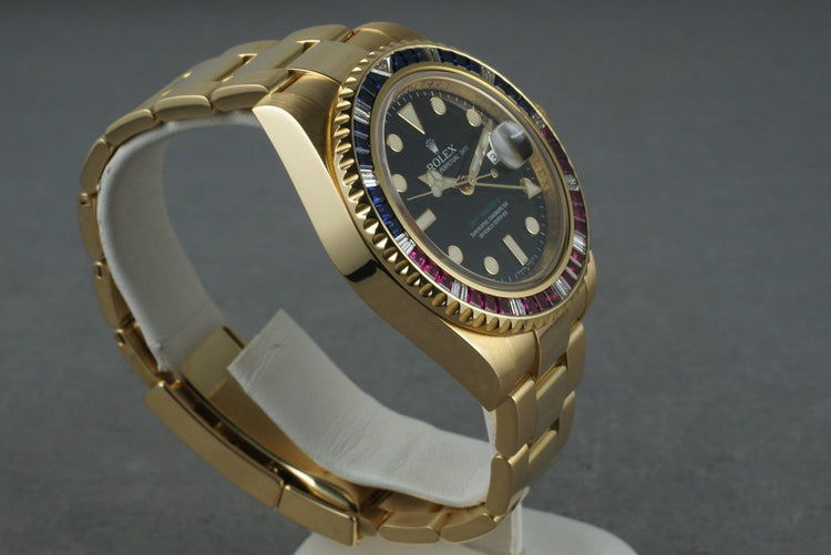 2006 Rolex GMT 18K Dial 116748 with factory Gem “Patriot” Bezel