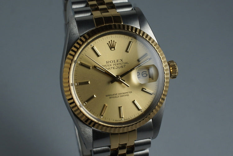 1987 Rolex Two Tone Datejust 16013 with Box and Papers