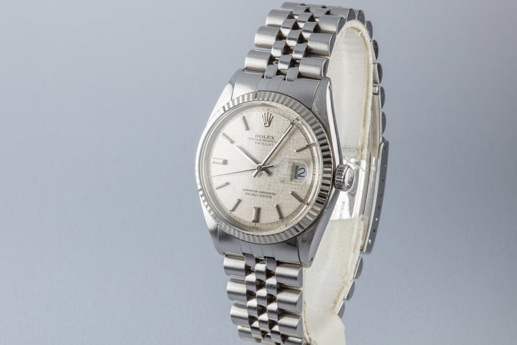 1973 Rolex DateJust 1601 with No Lume Silver Linen Dial